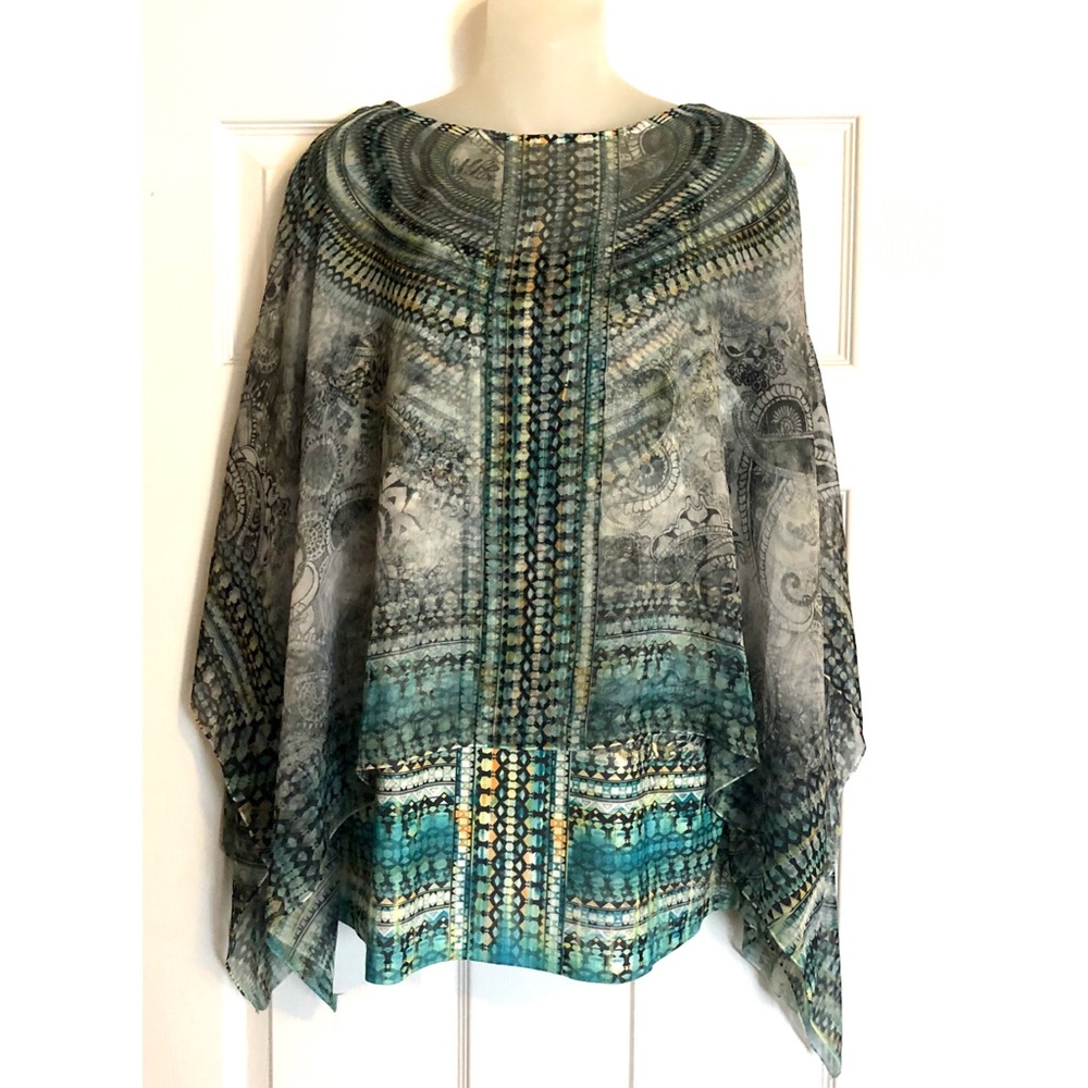 Style & Co Printed Tank & Matching Sheer Mesh Pancho